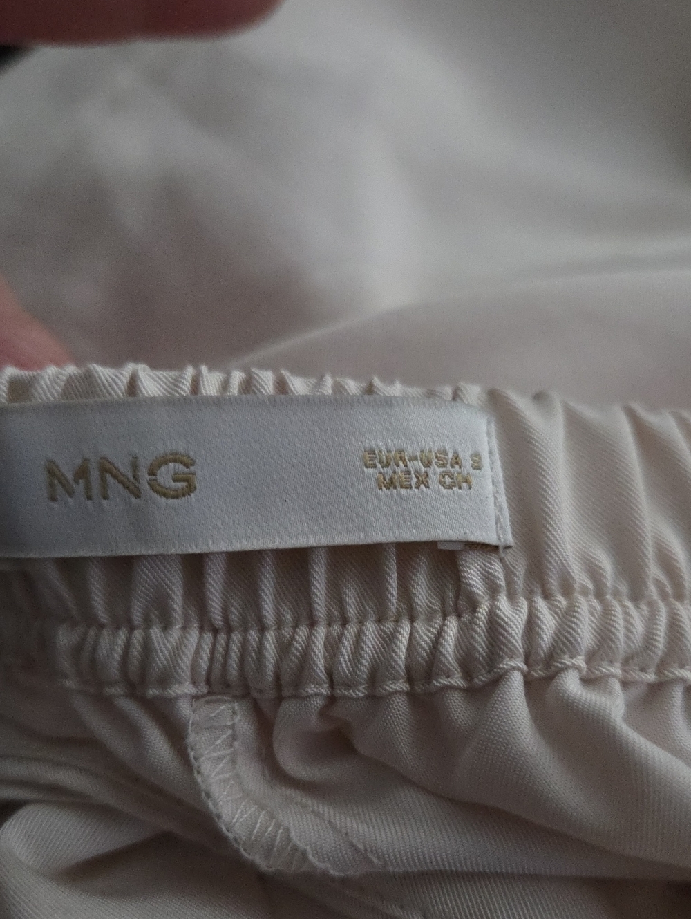 Cream Wide-Leg Drawstring Pants. - Picture 2 of 3